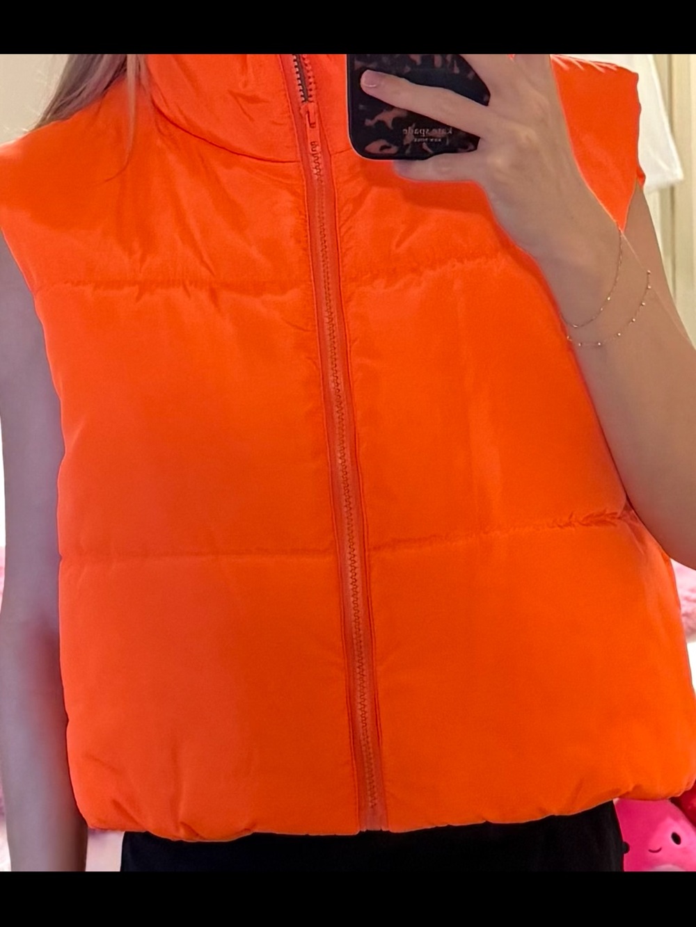 SHEIN women’s Neon Orange Puffer Vest